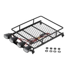 Professinal Austar Rak Bagasi Atap dengan Lampu LED Bar untuk 1/10 1/8 Mobil Kendali Jarak Jauh R7N0-Intl