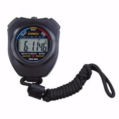 Professional Stopwatch Handheld LCD Chronograph Timer with Strap / Stopwatch Profesional - Hitam