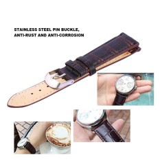 PU Kulit Jam Tangan Tali Arloji Sabuk Anti Karat Jarum Gesper (Kopi 22 Mm)-Internasional