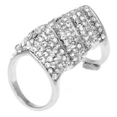 Punk Grey Full Baju Zirah Cincin Jari Berlian Imitasi (Intl)
