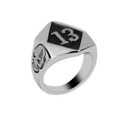 Bocah Laki-laki Beruntung 13 Sepeda Motor Stainless Steel Cincin Tengkorak Perak Ukuran US 8