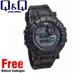 Q&Q Digital Jam Tangan Pria - Hitam - Strap Karet - M152J003Y