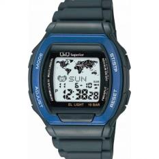 Q&Q Resin Digital Data Bank Jam Tangan Pria - Hitam - Strap Karet - MMW3P104Y