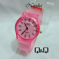 Q&Q Transparan - Jam Tangan Wanita & Remaja - Tali Karet Lentur - Model Fashion Terbaru