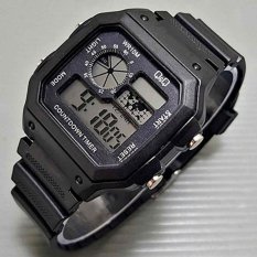 Q&Q - Jam Tangan Digital Pria - Rubber Hitam - Hitam - Bezel Hitam - Q&QAE1200