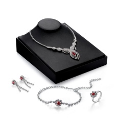 Qimiao Elegan Set Perhiasan Pengantin Kristal Berlian Buatan Berlapis Perak Mata Merah Liontin Kalung Anting-Anting Gelang Cincin untuk Pesta Pernikahan Warna: 61174378-Internasional