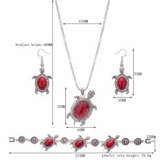 Qimiao Eropa dan Amerika Trendi Penyu Logam Pirus/Ruby Tiga Potong Kalung Anting-Anting Gelang Perhiasan Set Warna: merah Keterangan: 61163151-Internasional
