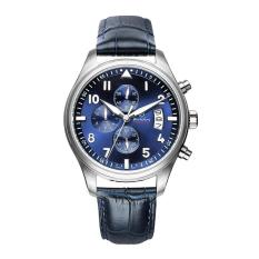 Qoovan Genuine Leather Strap Watch Pria Sangat Lama Polaroid QUARTZ Watch Tahan Air Sport Tide Fashion Calendar Large Dial Watch (biru)
