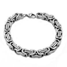 QQ Eropa dan Amerika Pria Titanium Gelang Perak 8mm-Intl