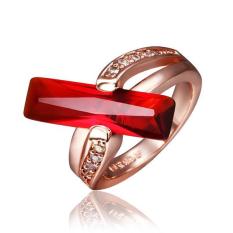 R412-8 Grosir Tinggi QualityNickle Gratis Antiallergic Baru Fashion Perhiasan 18 K Nyata Cincin Berlapis Emas untuk Wanita-Intl