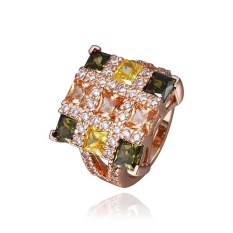 R453 Grosir Tinggi QualityNickle Gratis Antiallergic Baru Fashion Perhiasan 18 K Nyata Cincin Berlapis Emas untuk Wanita-Intl