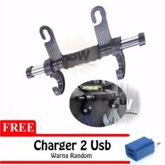 Rainbow Hanger Jok Mobil Besi Panjang + FREE Kepala Charger 2 USB / Universal Vehicle Hanger / Gantungan Tas Jok belakang Mobil / Aksesoris Gantungan Kursi Jok Mobil - Hitam
