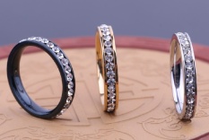 Pelangi Situs Zirkon Putih Perak Kristal Cincin Kawin Pengantin Perhiasan (Ukuran/Gaya: #6, warna: Hitam)-Internasional