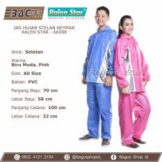 Ralen Star - Jas Hujan Stelan Neymar untuk Pria Wanita Warna Biru Muda, Pink - 66008