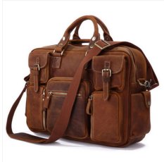Kulit Asli Kulit Yang Sangat Bagus Pria Briefcase Laptop Bag Travel Messenger Besar 16.5