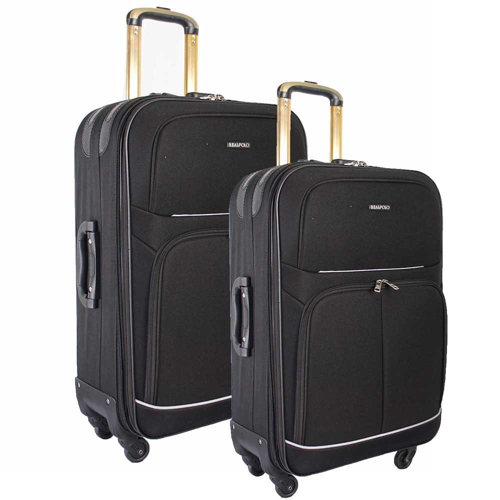 Real Polo Tas Koper Set Koper Softcase Expandable 4 Roda Putar 581-20+24 Inchi - Hitam
