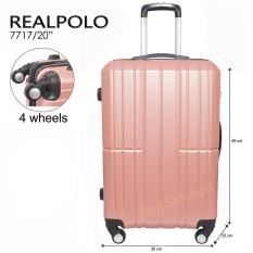Real Polo Tas Koper Hardcase Fiber ABS - 4 Roda Putar - GGAG Size 20 Inch - Rose Gold