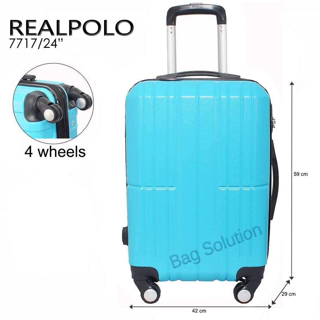 Real Polo Tas Koper Hardcase Fiber ABS - 4 Roda Putar - GGAG Size 24 Inch - Biru