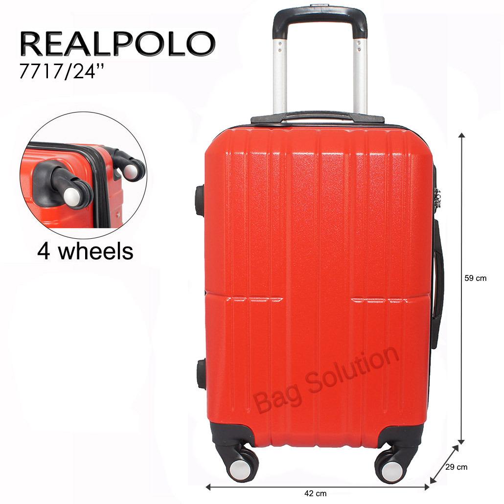 Real Polo Tas Koper Hardcase Fiber ABS - 4 Roda Putar - GGAG Size 24 Inch - Merah