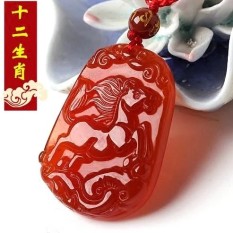 Merah Agate 1212 Cina Zodiak Tanda Tikus Sapi Kelinci Domba Monyet Ayam Anjing Babi Giok dari Lama Dia Mas Berkabung jatuh Ke Kalung Pria dan Wanita Giok Dipakai untuk Belong untuk Saling-Internasional