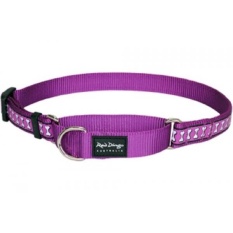 Merah Dingo Reflektif Martingale Dog Collar,, Ungu-Intl