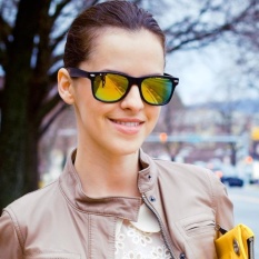 Retro Wayfarer Sunglasses RAS 7064 Bl Gold Mirror - Kacamata Wanita