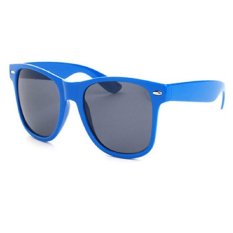 Kacamata Retro Uv400 Vintage Unisex Kacamata Warna Aviator Biru Gelap Frame & Lensa Hitam