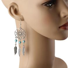 Mode Kebangkitan Generik Dreamcatcher Earrings Paduan Feather Anting Tassel Mini Turquoise Earrings-Intl