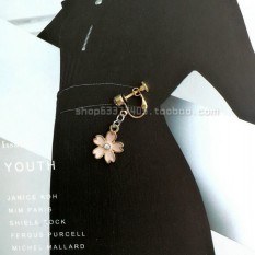 Ribuan Sihir Jepang atau Korea Selatan Batu Kristal Udara Warna Warni Sakura Anting Jepit Tanpa Tindik