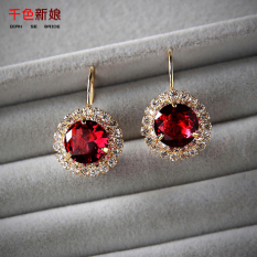 Ribuan Warna Merah Batu Kristal Air Menikah Akupunktur Telinga Anting
