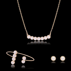Emas Plated Imitasi Mutiara Rhinestone Kalung & Anting & Gelang Perhiasan Set Wanita Vintage Pernikahan Partai