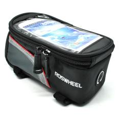 Rimas Roswheel Bike Waterproof Bag 4.8 inch Smartphone Tas HP sepeda Anti Air - B;ack / Hitam Tas Multifungsi Berkualitas