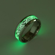 Ring Luminous Dragon Cincin Stainless Steel Rings Glow In The Dark Pria dan Cincin Wanita Perhiasan-Intl