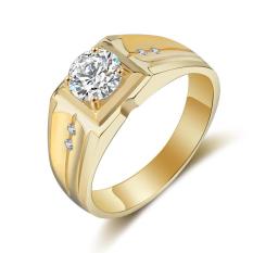 Cincin Pria Domineering Bisnis Silver Platinum Full Diamond Simulasi Pernikahan Ring