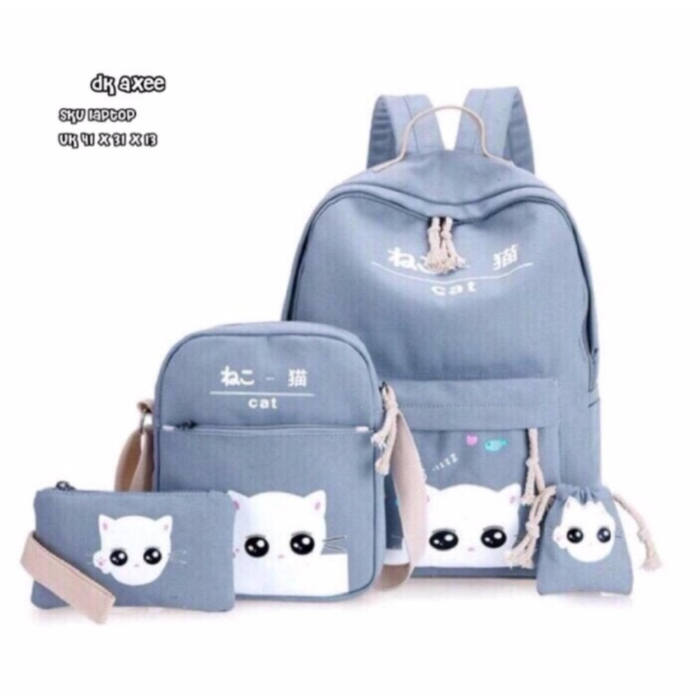  RNW Tas Ransel Anak Sekolah Eye Cat 4IN1