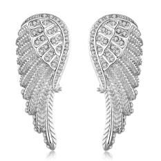 Romantic Feather Earrings AKE035-B White Gold Aksesoris Perhiasan Anting