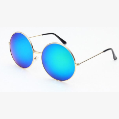 Round Eyewear Wanita Sunglassessummer Gaya Vintage Sun Kacamata untuk Pria Hijau dan Emas-frame-Intl