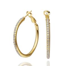 Bentuk Bulat Emas Asli Berlian Imitasi Anting E463-INTL (Intl)