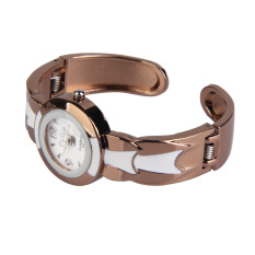 Round White Dial QUARTZ Gelang Analog Jam Tangan Kopi Gelang Emas