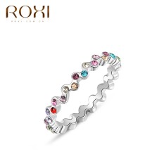 Roxi 2010413160 Merek Lingkaran untuk Wanita Pesta Perhiasan Modis Mewah Cincin Putih Gold Warna Wanita Berlian Imitasi Pernikahan Cincin untuk Baru tahun Hadiah-Internasional