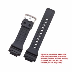 Karet Strap untuk Casio AQ-S810W AQ-S800W MRW-200H Silicone Watchband Pin Buckle Strap Watch Pergelangan Tangan Gelang Pria Hitam-Intl
