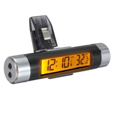 S & F Car Air Vent Clip-on Stick On Elektronik Jam + Termometer Digital LCD Display Orange- INTL