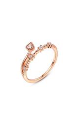 S dan F Rose Gold Bunga Rotan Jantung dengan Cubic Zirconia Cincin untuk Women (Rose Emas)