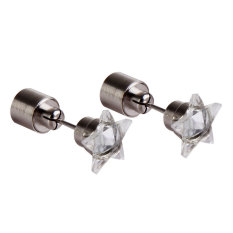 S & F 1 Pair Bersudut Menyala Colorful LED Stainless Steel Anting Tindik Pesta