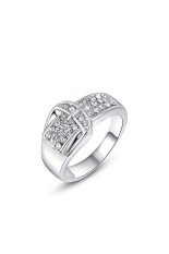 S & F Fashion Alloy Cincin Platinum Kulit Buckle Ring
