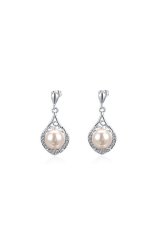 S & F Daftar Putih Berkualitas Tinggi Gold Pearl Anting Daun Anting-Anting Womens Paduan
