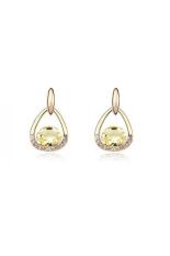 S & F SF80287Qs Frank Life Austria Crystal Earrings Light Yellow Champagne Gold