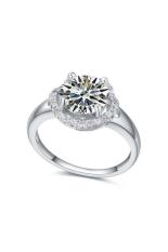 S & F SF88078QS Kehidupan Percintaan AAA-Tingkat Mikro Bertatahkan Cincin Zirkon (Perak)
