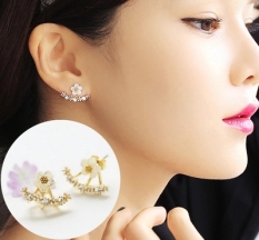 S925 Modis Perempuan Sterling Perak Bunga Aster Kecil Elegan Anting Anting