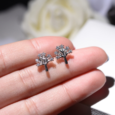 S925 Asli Sterling Perak Wishing Pohon Berlian Anting
